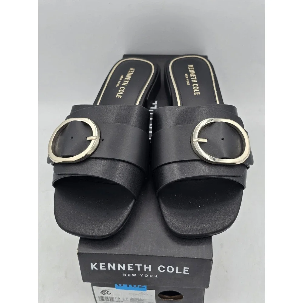 Kenneth Cole New York Women's‎ Ingrid Heeled Sandal Black/Gold Sz 8 M